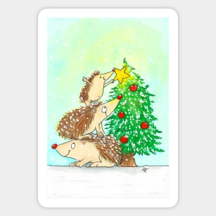 Hedgehog Merry Christmas Sticker